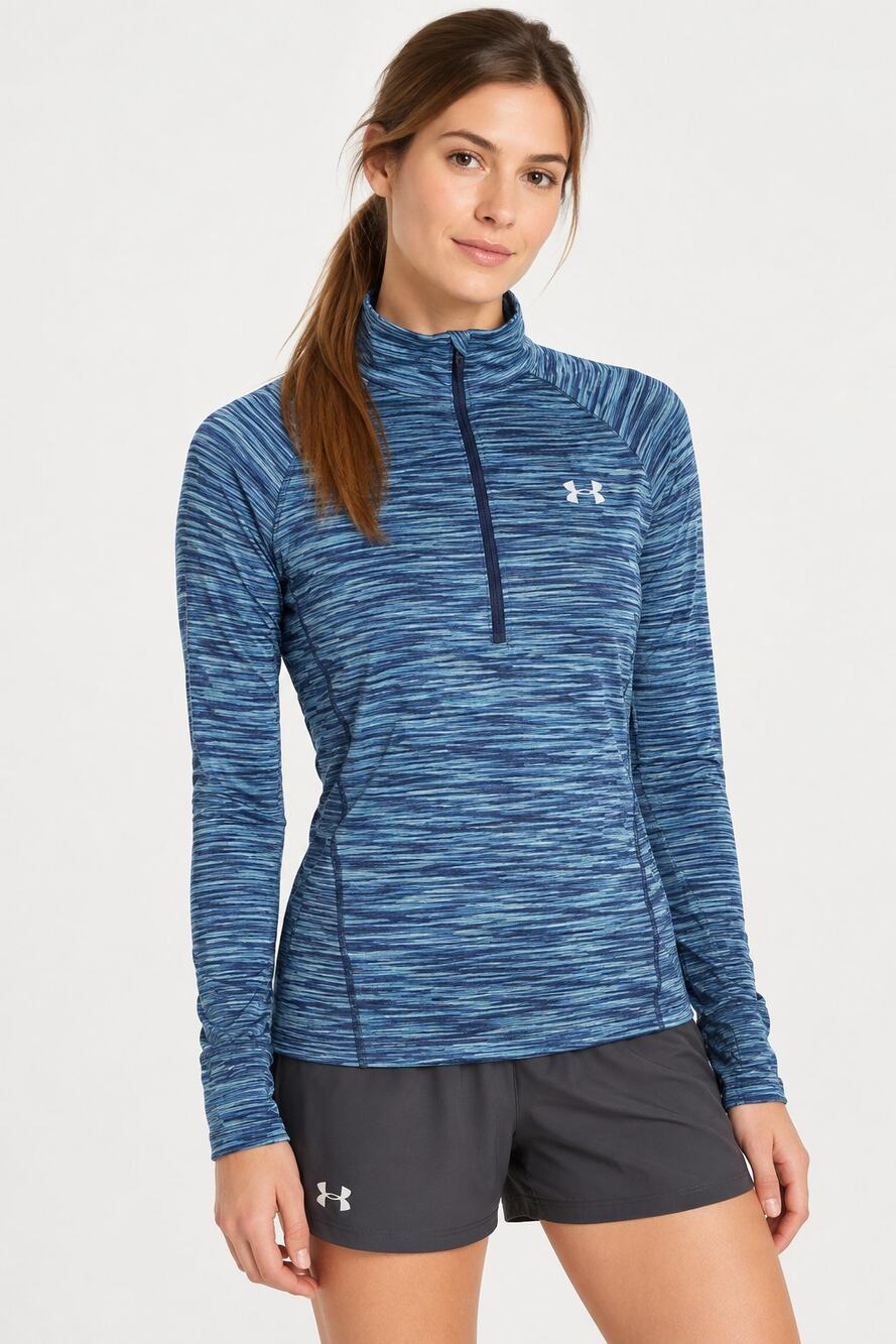 Under Armour Womens Performance Pullover Size L Space Blue 1/2 Zip Lightweight